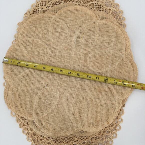Vintage SET of 4  Raffia Straw Wicker Placemat Home Decor Round Earthtone - Picture 4 of 5